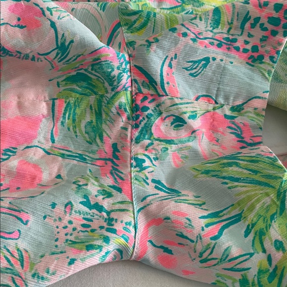 Lilly Pulitzer Adie Shorts in On Parade print Seasalt Blue colourway Side zip 12 - Picture 9 of 15